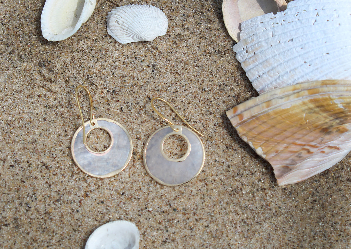 Gold-Edged Cut Shell Earrings