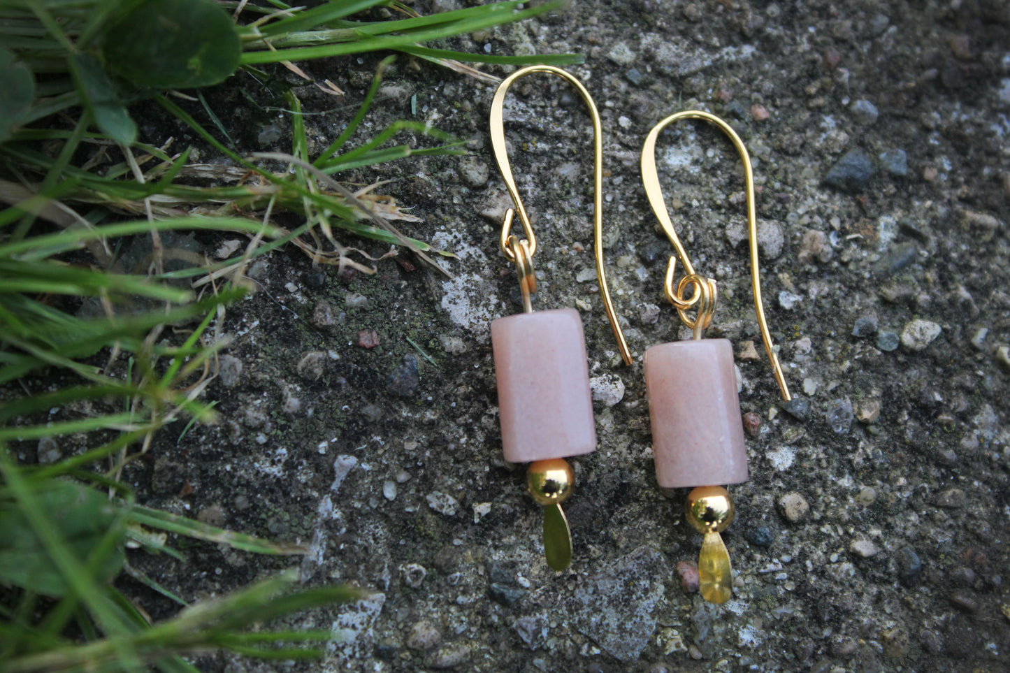 Peach Moonstone Drop Earrings
