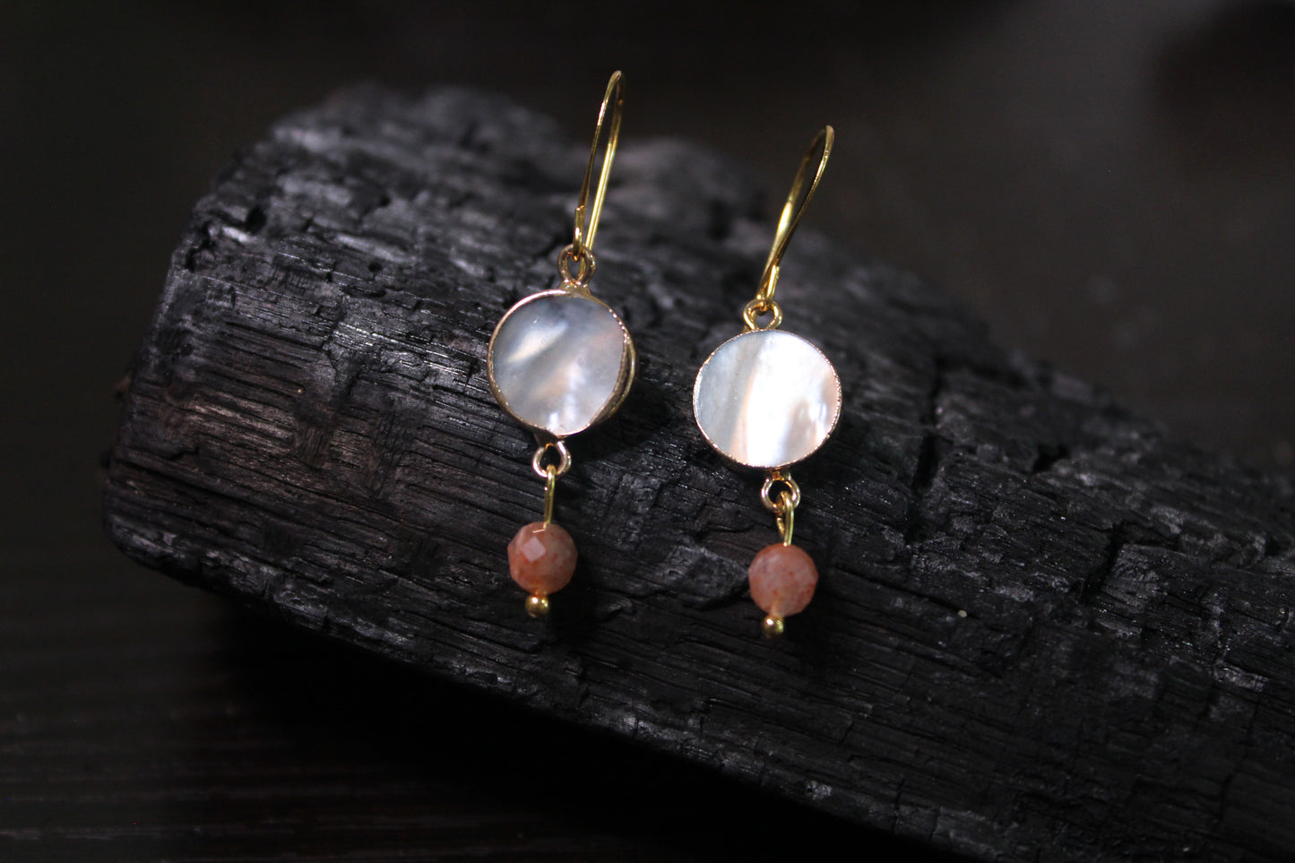 Sunstone Hand-cut Shell Earrings
