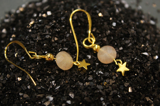 Peach Moonstone Celestial Earrings
