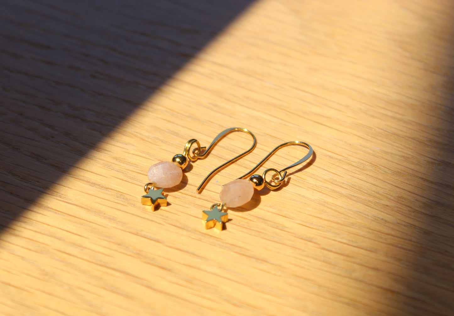 Peach Moonstone Celestial Earrings