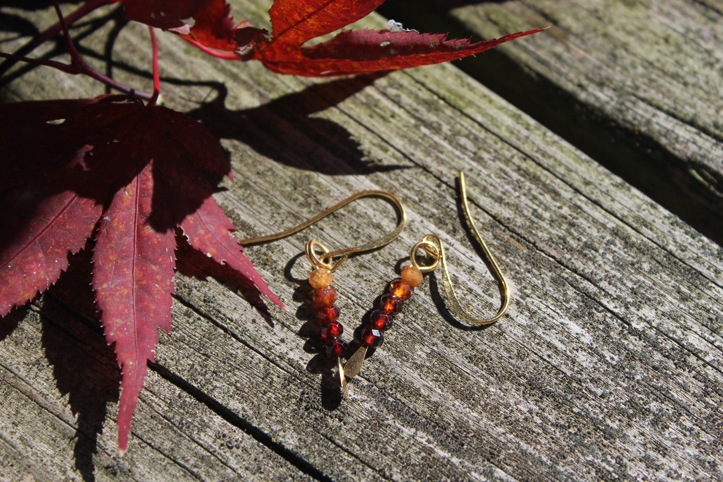 Hessonite Garnet Gold Drop Earrings