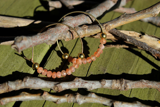 Sunstone Gold Hoop Earrings