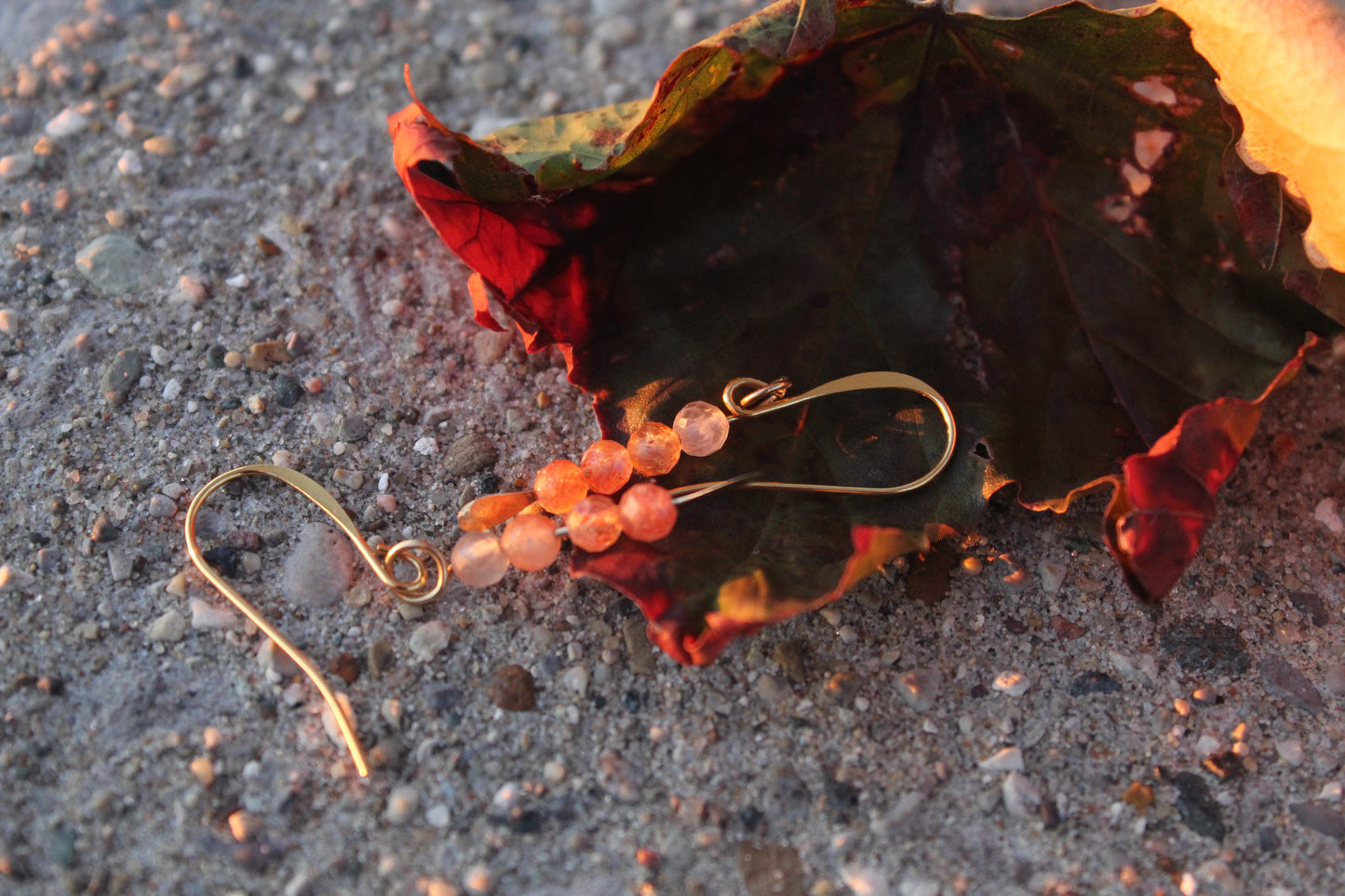Sunstone Gold Drop Earrings