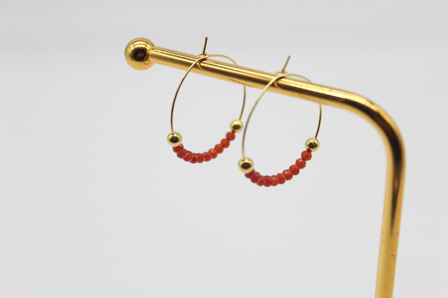 Carnelian Gold Hoop Earrings