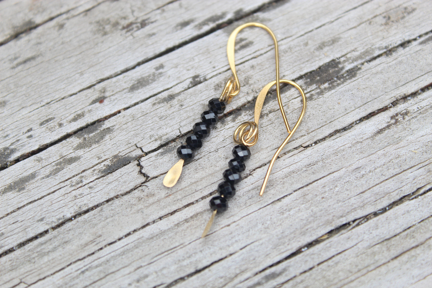 Black Spinel Gemstone Drop Earrings