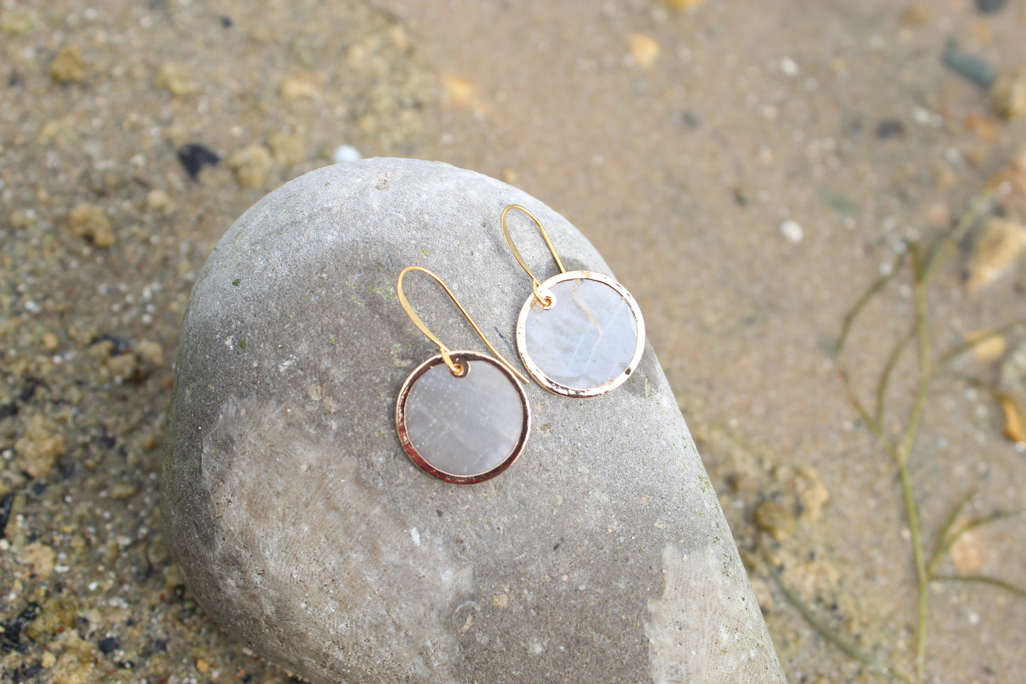 Mini Cut Shell Gold Edge Earrings