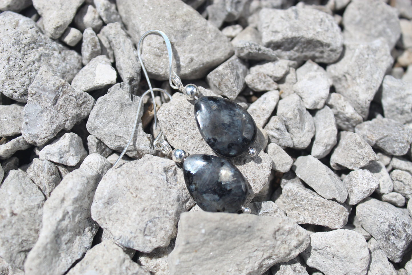 Black Labradorite Teardrop Earrings