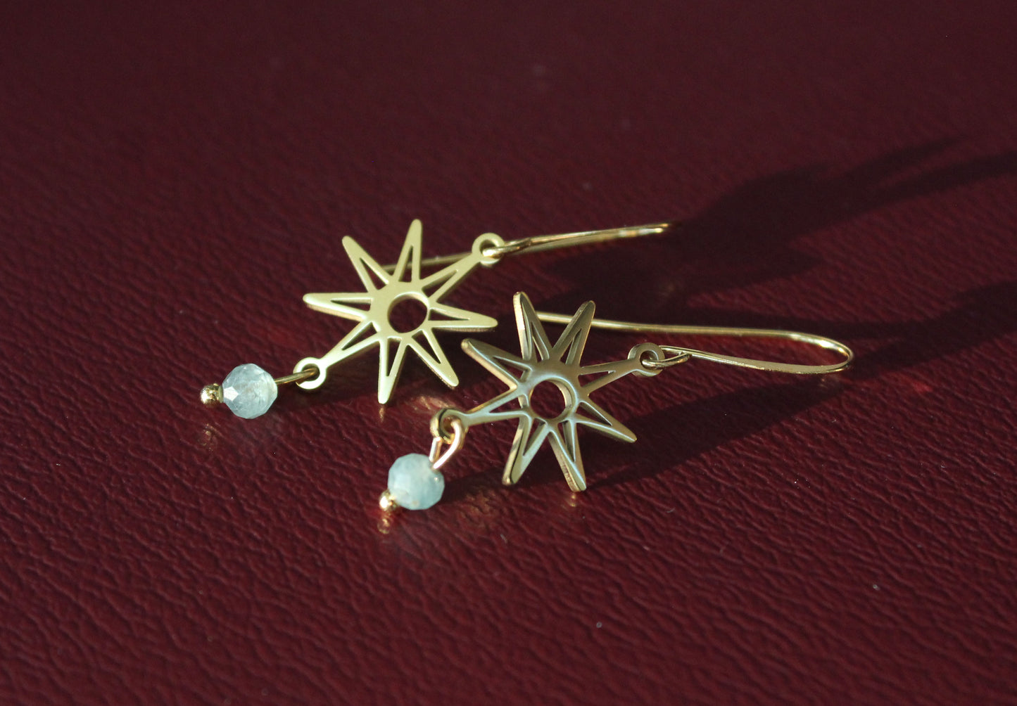 Green Kyanite Gold Star Earrings