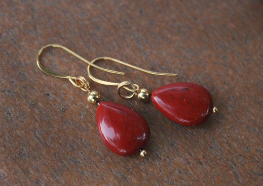 Red Jasper Teardrop Earrings