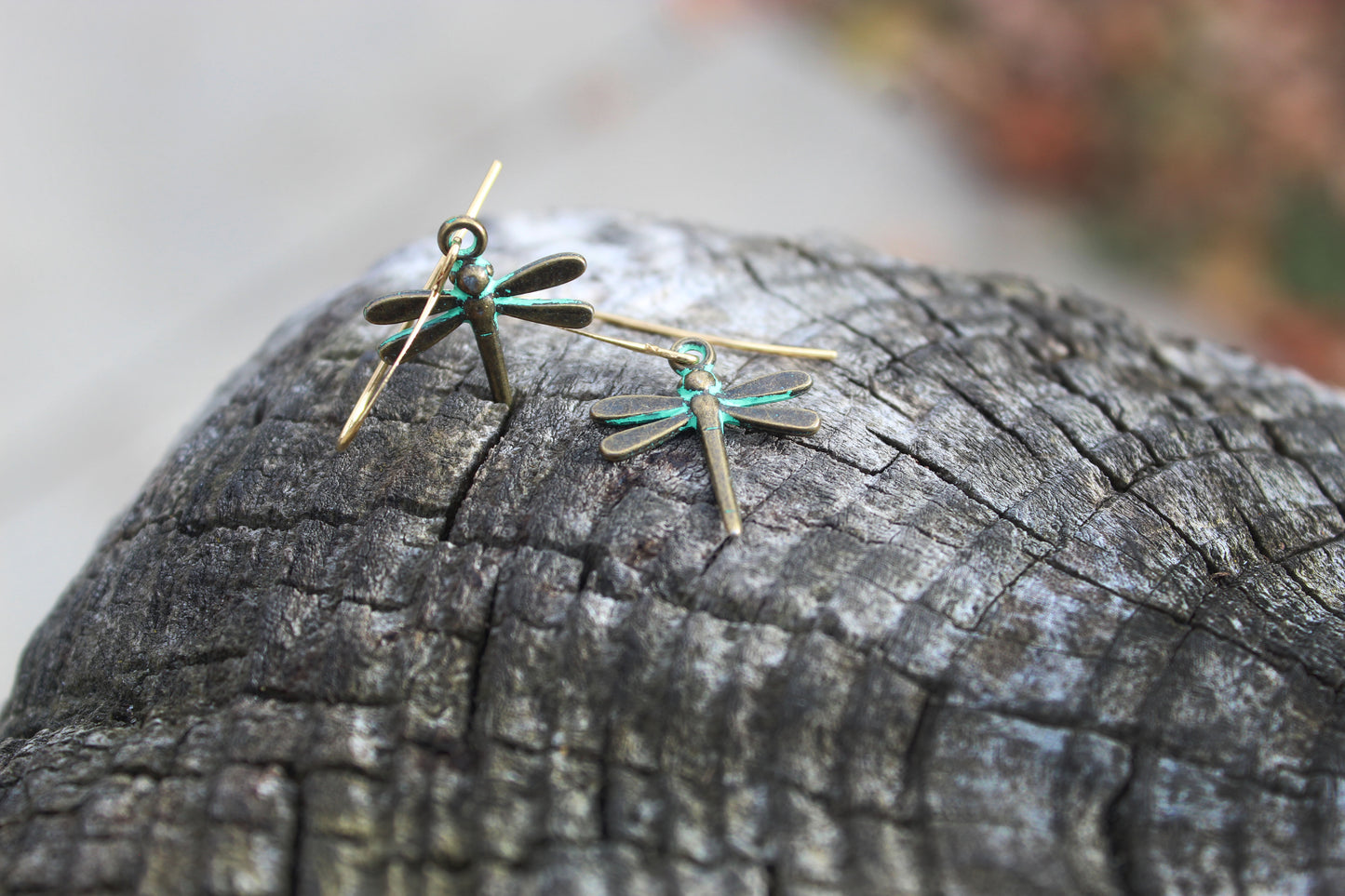 Green Dragon Fly Earrings