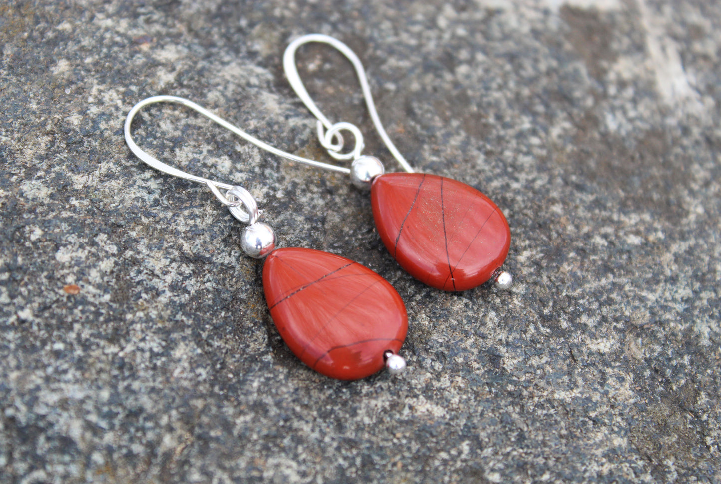 Westward Glow Red Jasper Silver Earrings