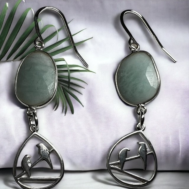 Amazonite & Sterling Silver Bird Song Earrings