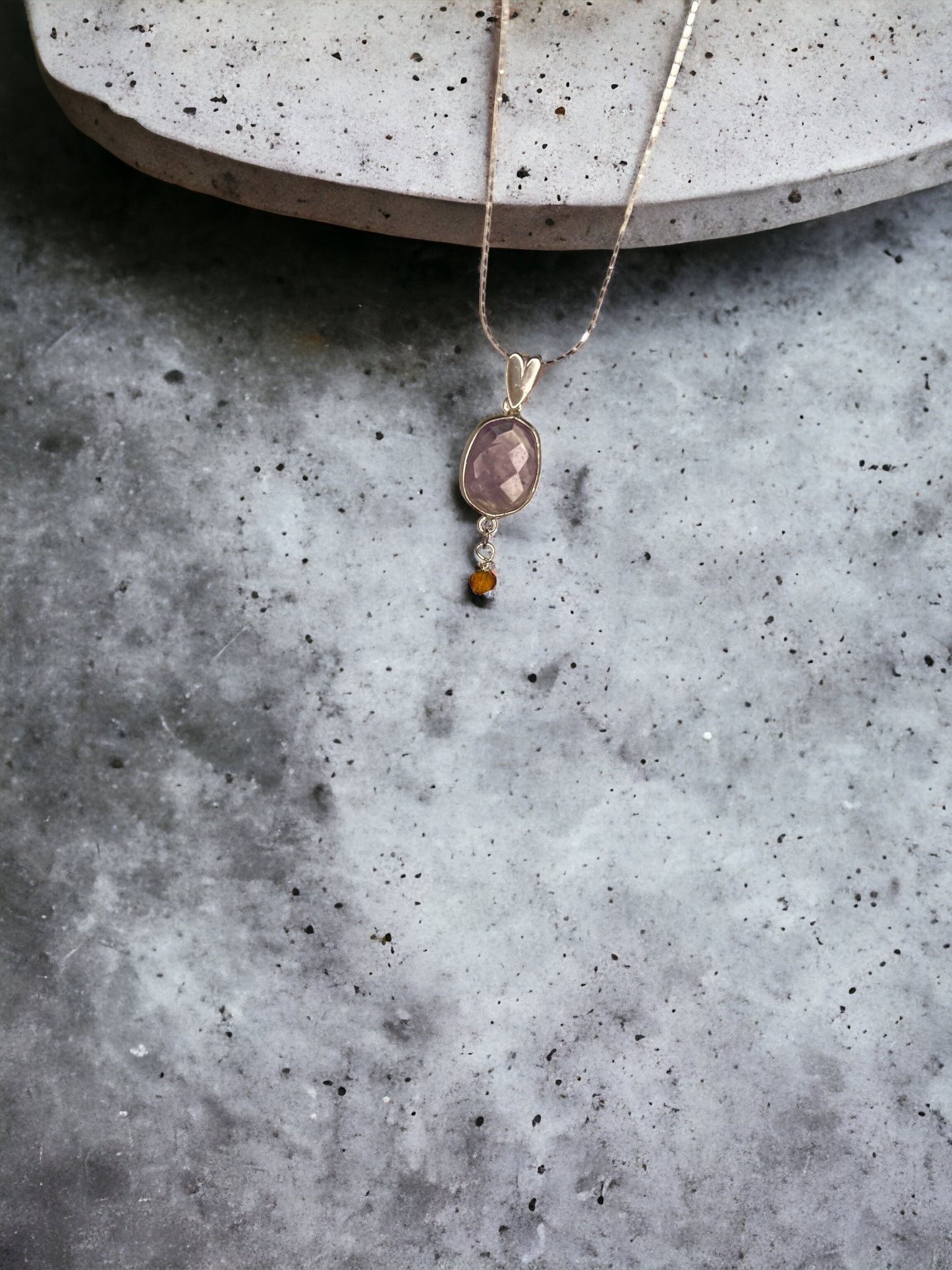 Amethyst, Yellow Tourmaline & Sterling Silver Necklace