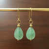 Evergreen Light green aventurine gold drop earrings by Luminous Moon
