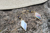 Blue iolite and mother of pearl gold drop earrings by Luminous Moon