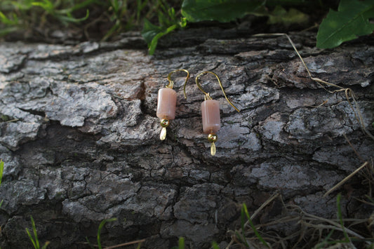 Peach Moonstone Drop Earrings