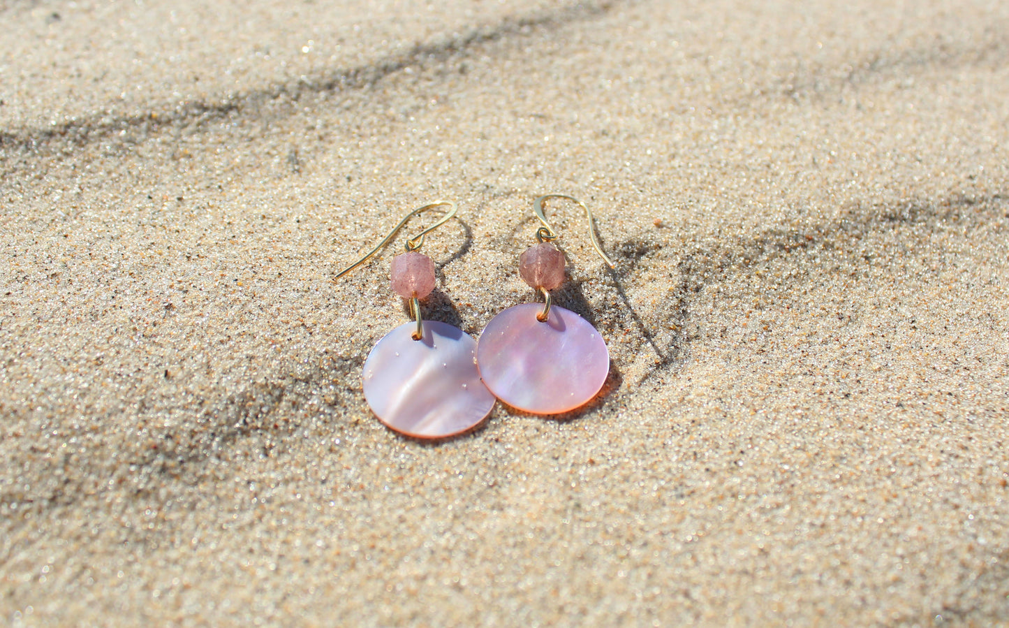 Rose Quartz Pink Shell Earrings