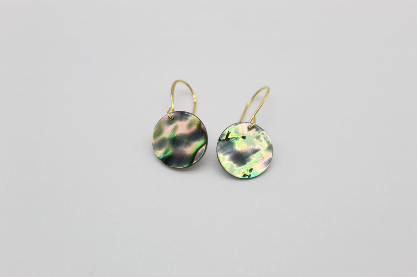 Hand-Cut Light Teal Abalone Earrings