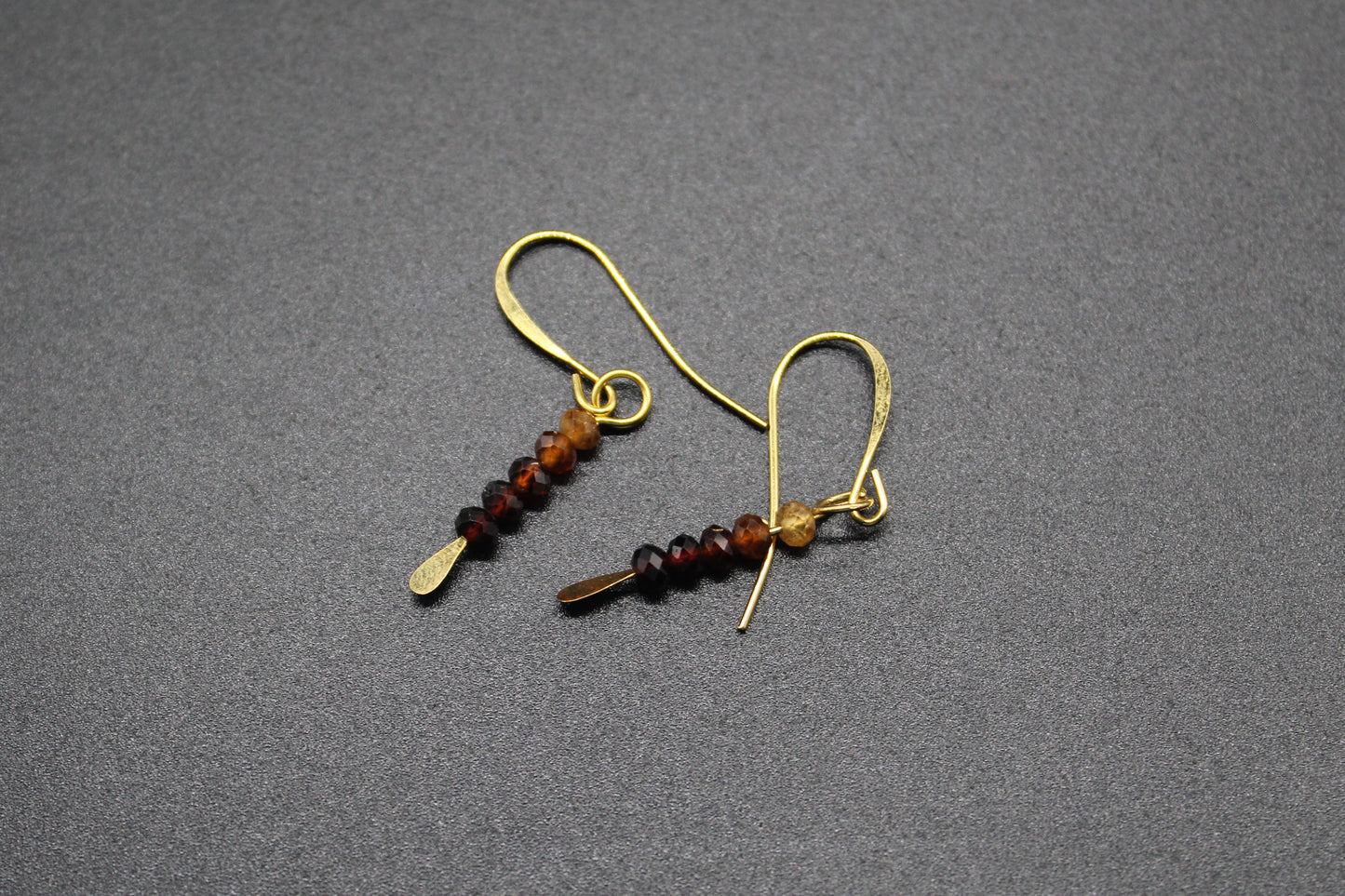 Hessonite Garnet Gold Drop Earrings