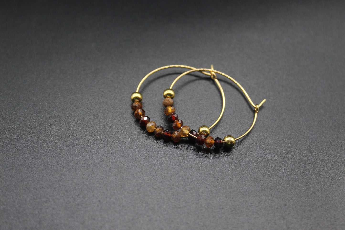 Hessonite Garnet Gold Hoop Earrings