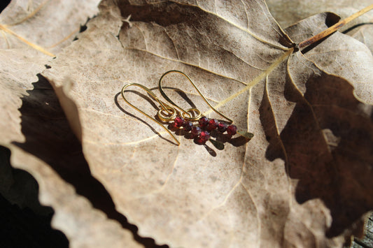 Garnet Gold Drop Earrings