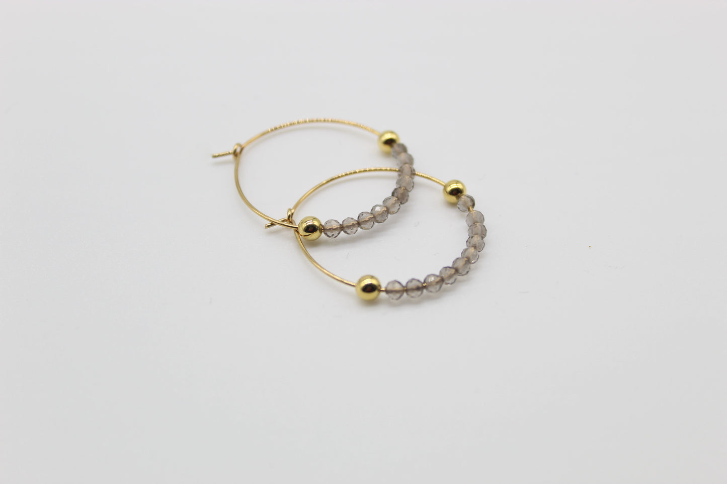 Smoky Quartz Gold Hoop Earrings