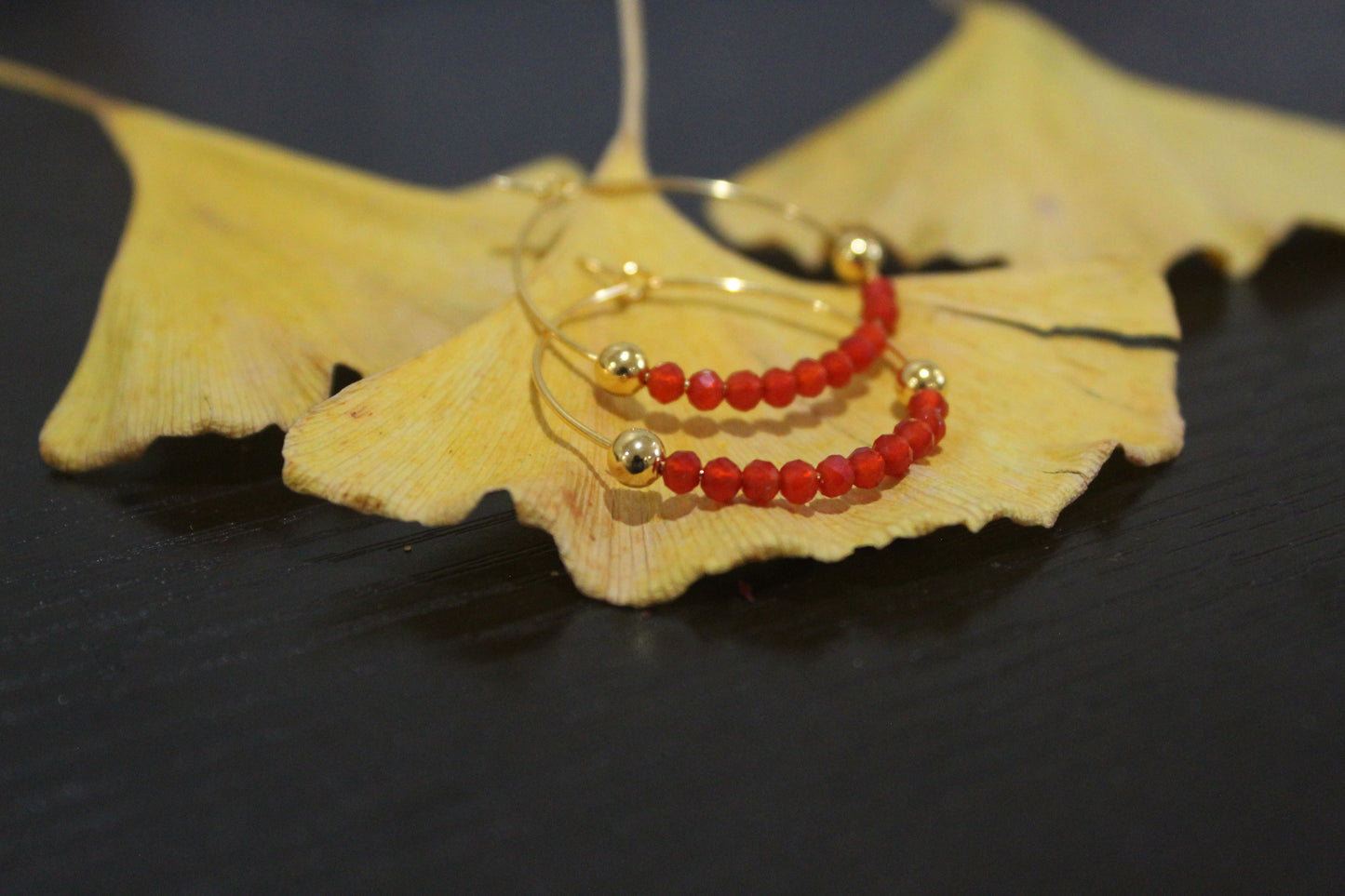 Carnelian Gold Hoop Earrings