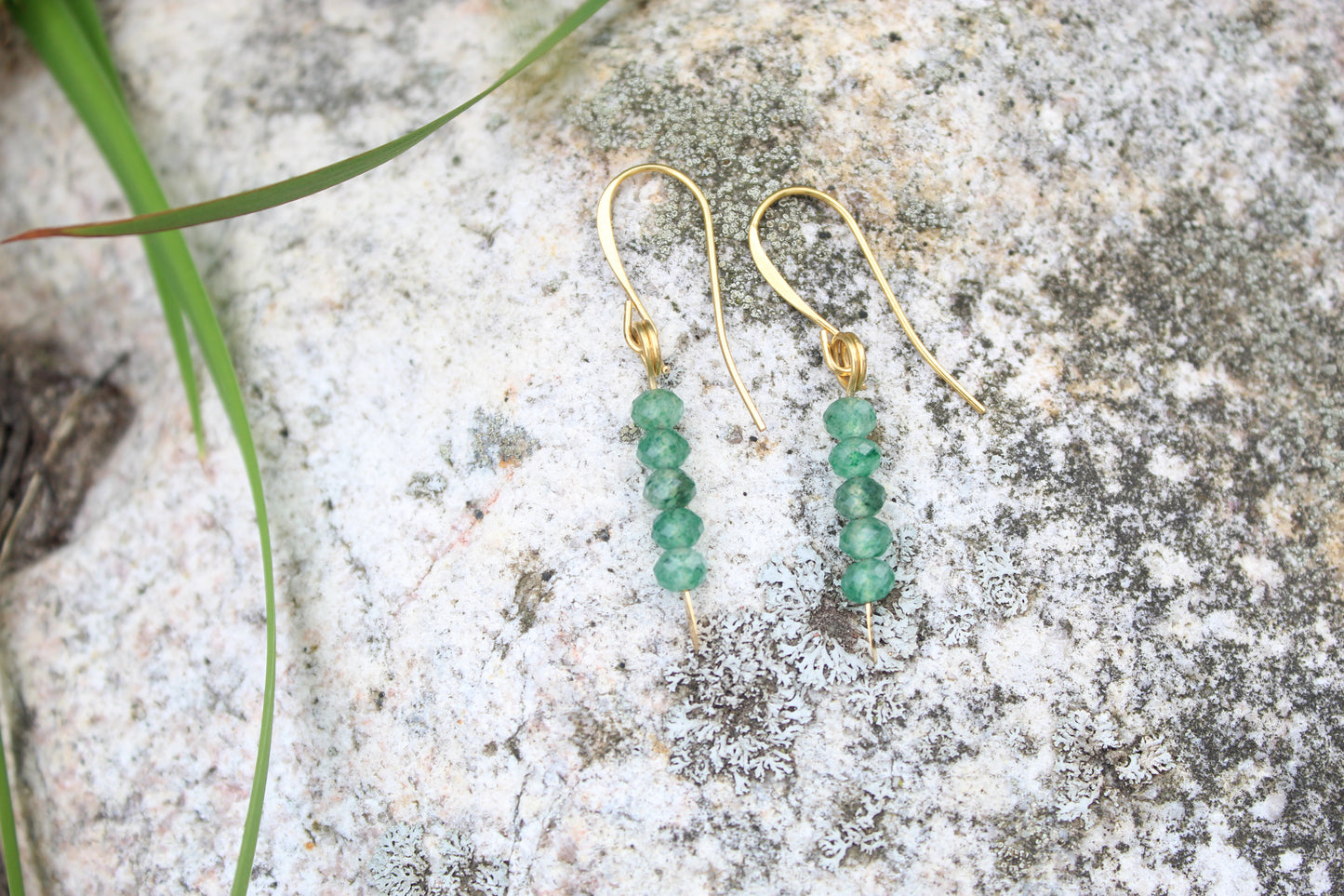 Green Aventurine Gemstone Drop Earrings
