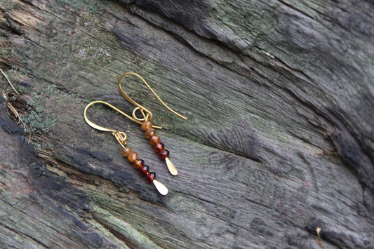 Hessonite Garnet Gemstone Drop Earrings