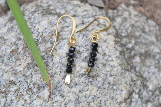 Black Spinel Gemstone Drop Earrings