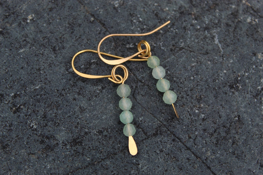 Light Green Aventurine Gemstone Drop Earrings