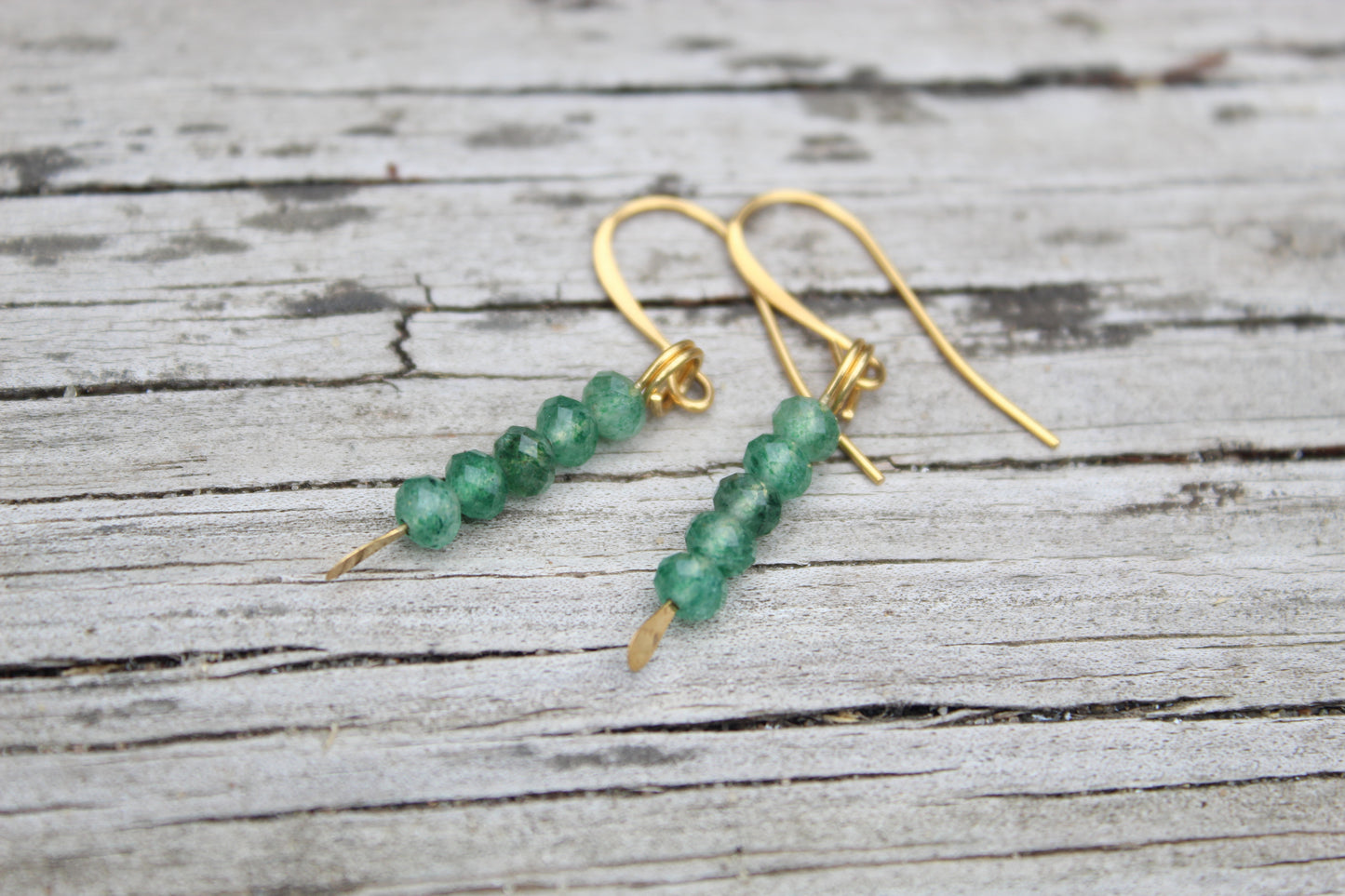 Green Aventurine Gemstone Drop Earrings