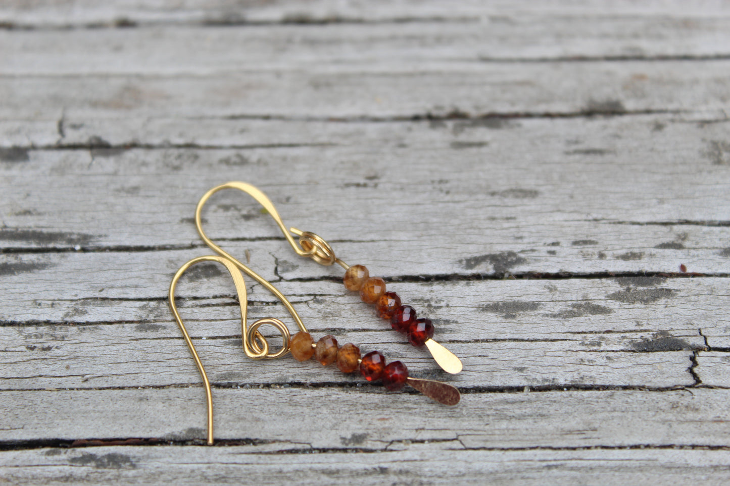 Hessonite Garnet Gemstone Drop Earrings