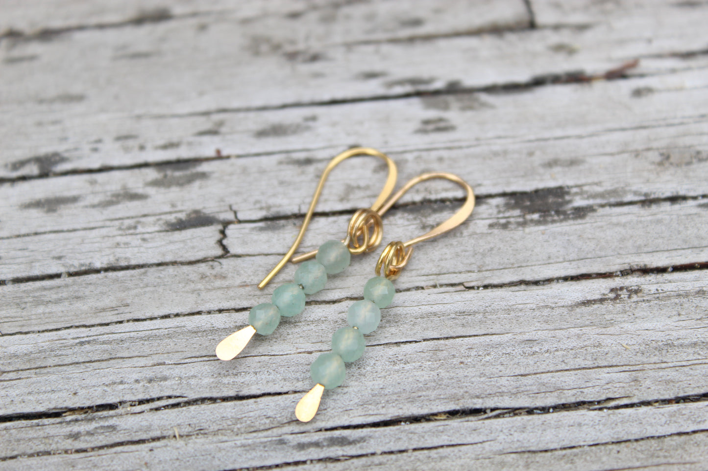 Light Green Aventurine Gemstone Drop Earrings