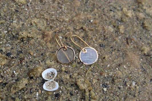 Mini Cut Shell Gold Edge Earrings