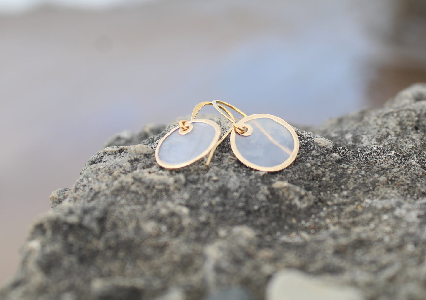 Cut Shell Earrings with Golden Accents