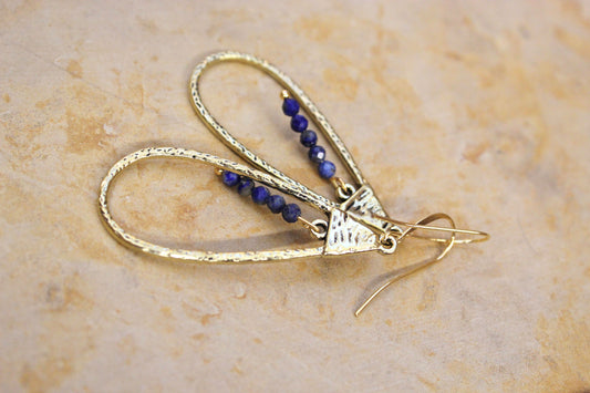 Lapis Lazuli Gold Drop Earrings