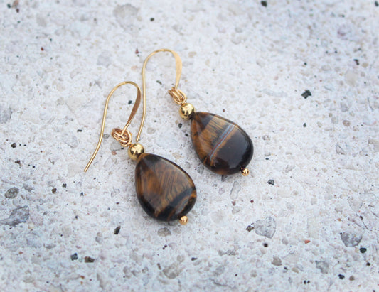 Sunward Glow Tiger’s Eye earrings with 14k gold plated ear wires