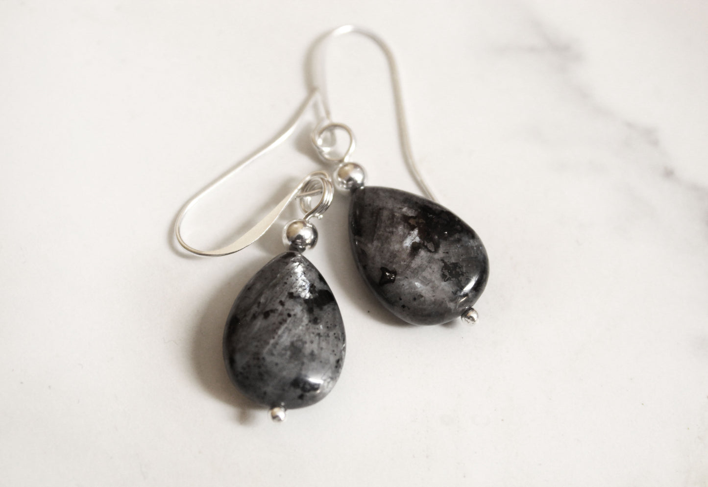 Black Labradorite Teardrop Earrings