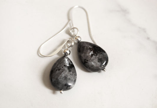 Black Labradorite Teardrop Earrings