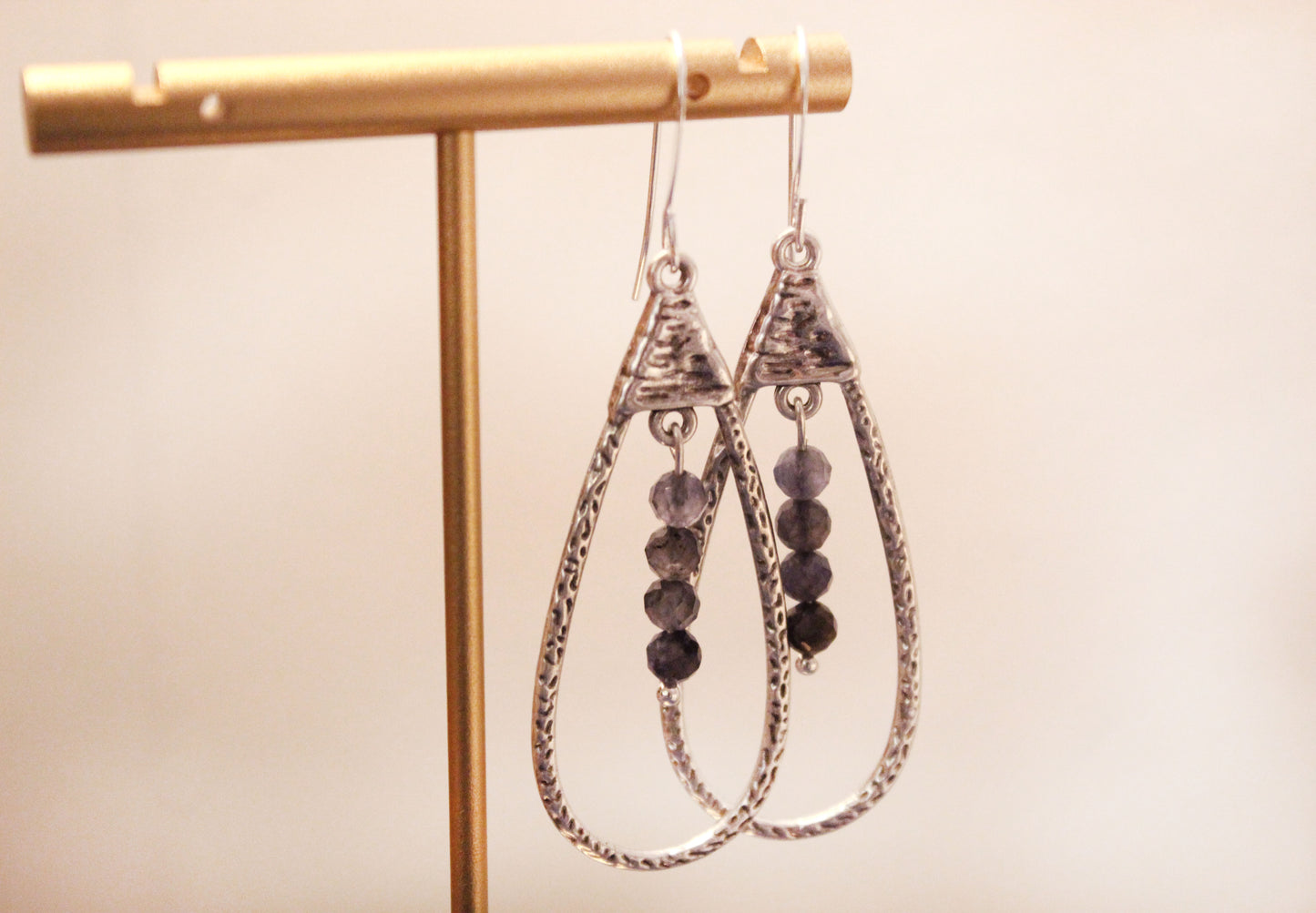 Blue Iolite Silver Drop Earrings