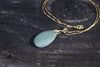 Gold necklace with a Green Aventurine teardrop pendant with 14k Gold plated chain