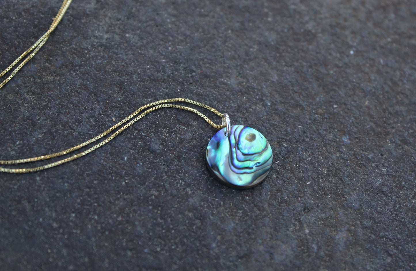 Hand Cut Abalone Pendant Necklace with 18” Sterling Silver chain