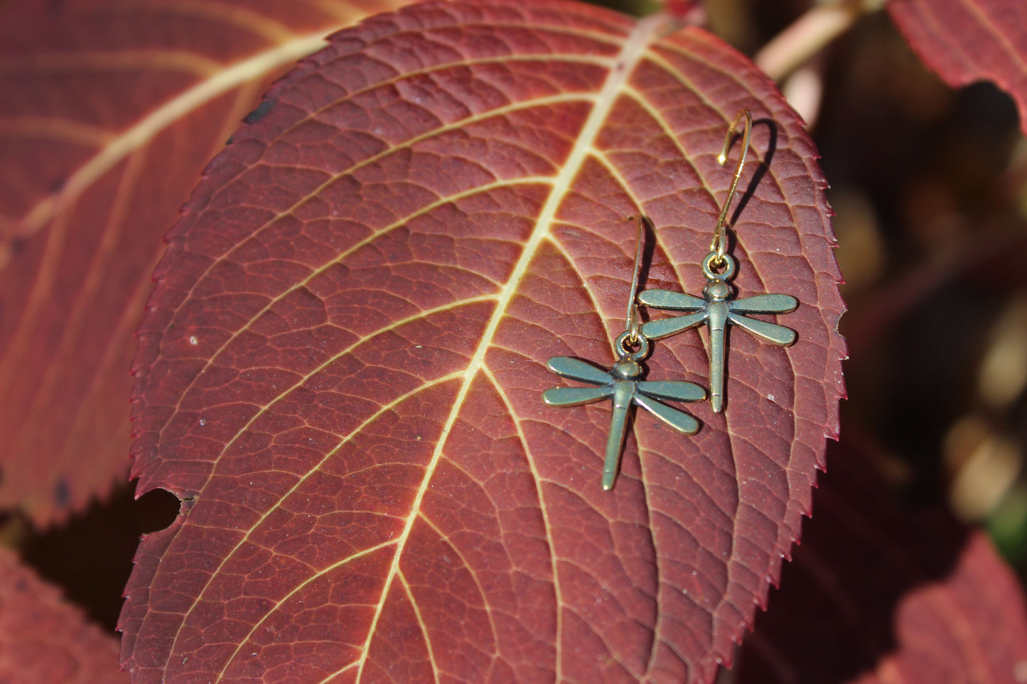 Golden Dragon Fly Earrings