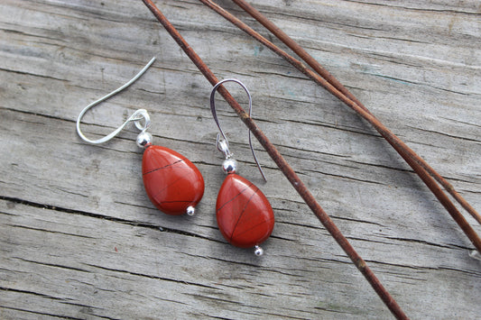 Westward Glow Red Jasper Silver Earrings