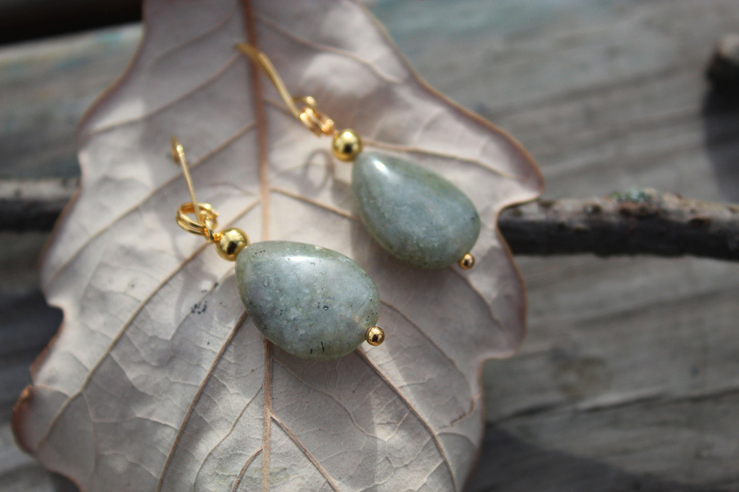 Moonlit Tide Labradorite Gold Earrings