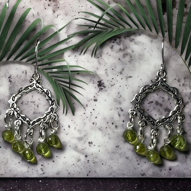 Peridot Vine Chandelier Earrings