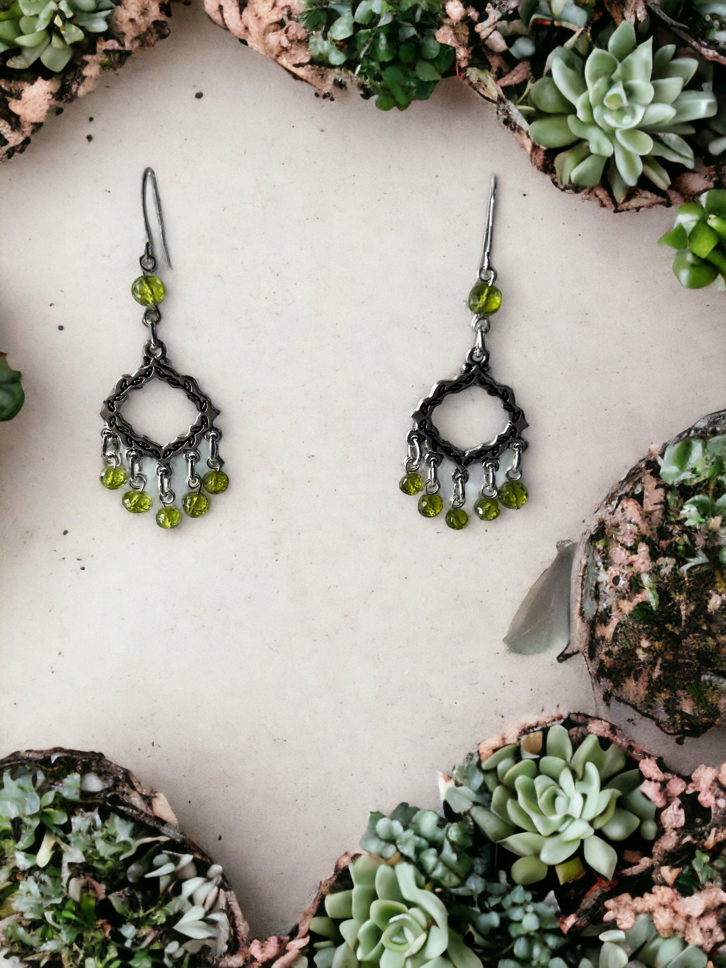 Peridot Vine Chandelier Earrings